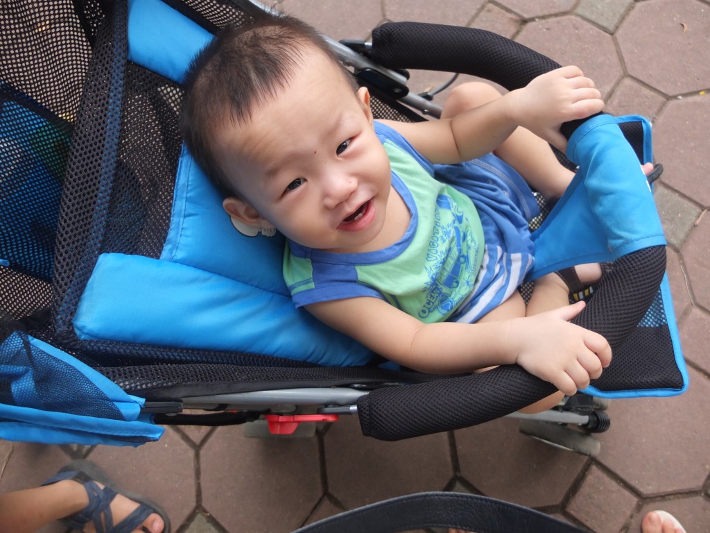 The happy boy was extremely happy and kept laughing with his one lid eyes :)))